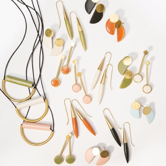 Ink + alloy Terra Cotta And Brass Spike Earring - Picture 5 of 8